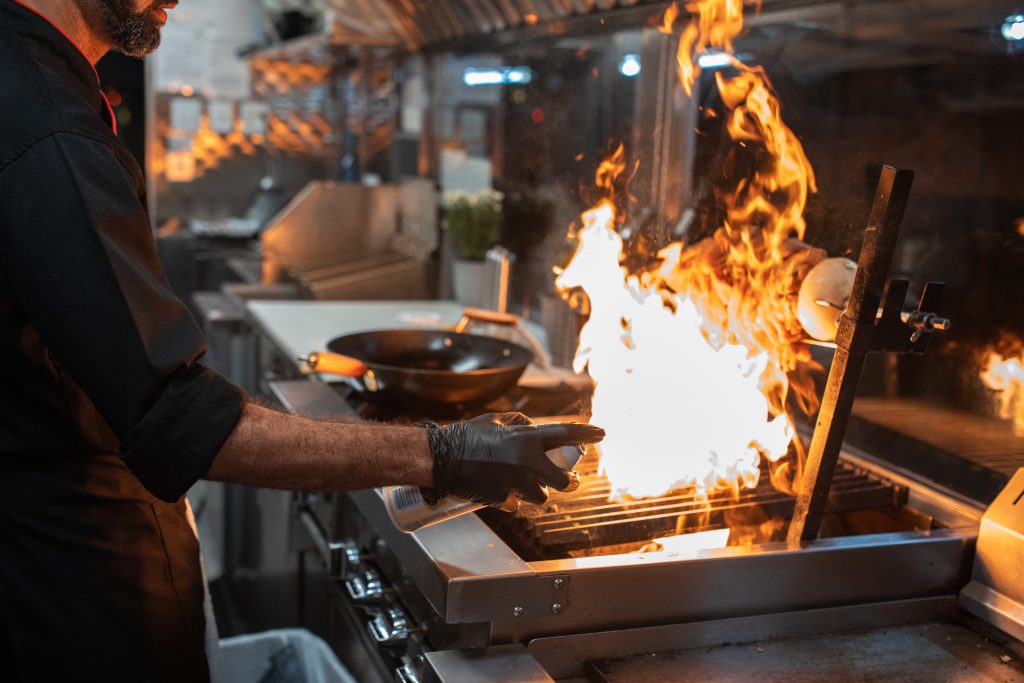 fire in a commercial kitchen 